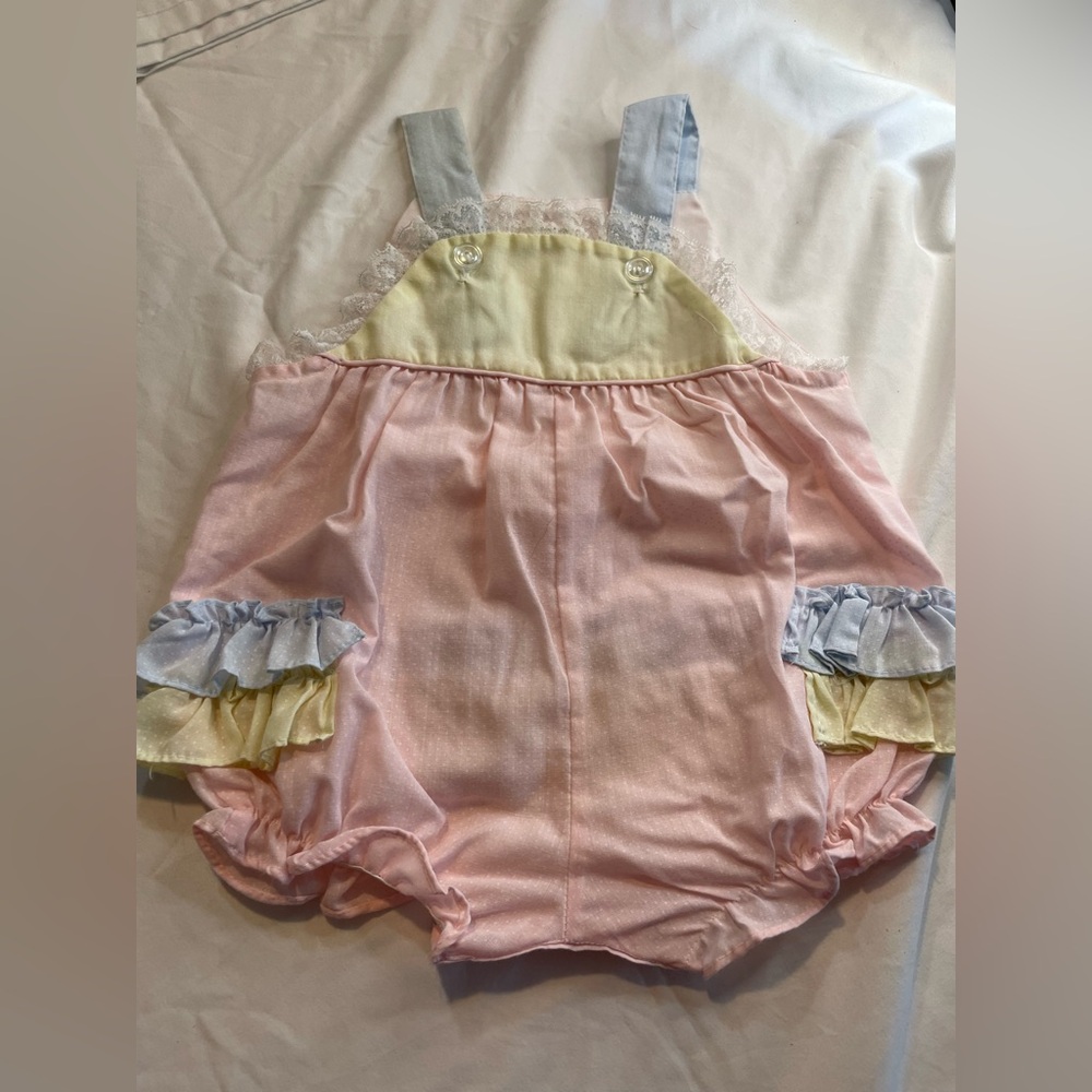 Vintage Pastel Ruffle Baby Romper